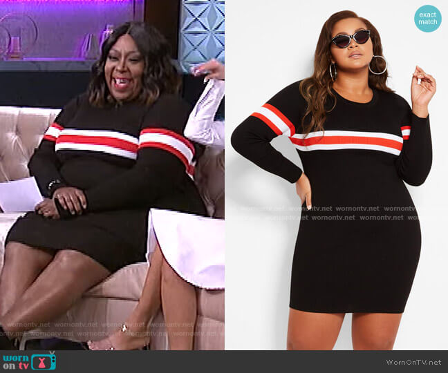 Thick Stripe Sweater Dress by Ashley Stewart worn by Loni Love on The Real