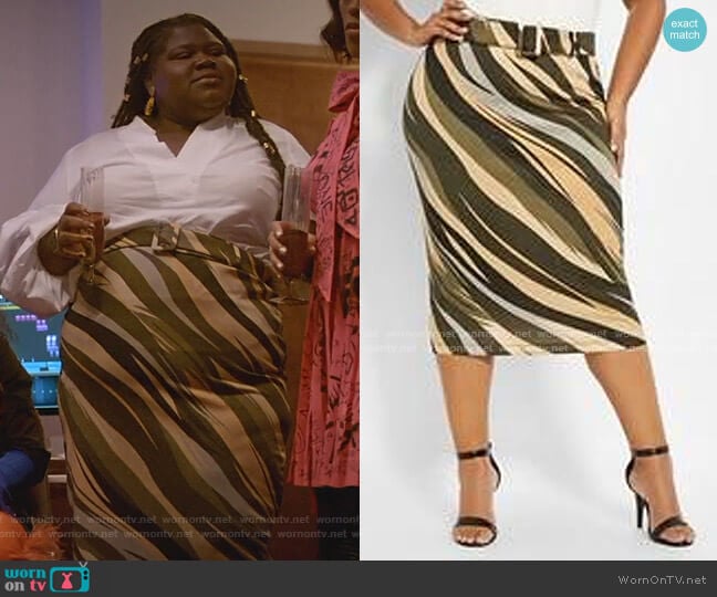 Diagonal Stripes Skirt by Ashley Stewart worn by Becky (Gabourey Sidibe) on Empire