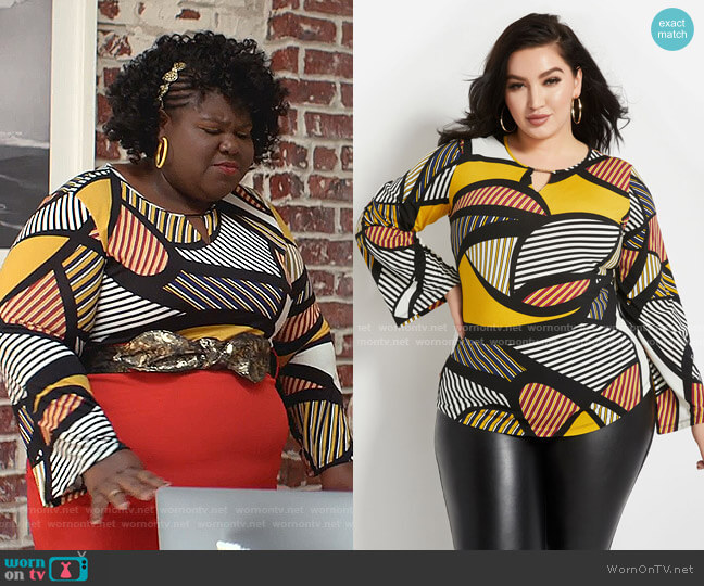 Striped Keyhole Top by Ashley Stewart worn by Becky (Gabourey Sidibe) on Empire