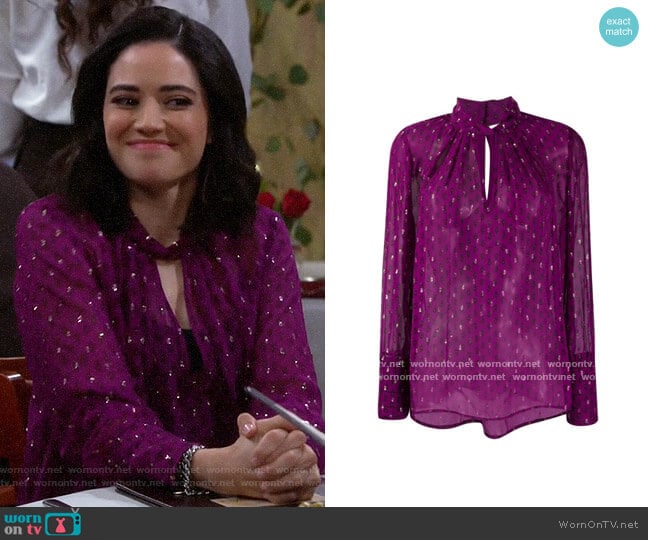 ba&sh paisley print long-sleeve blouse worn by Sofia (Edy Ganem) on The Neighborhood