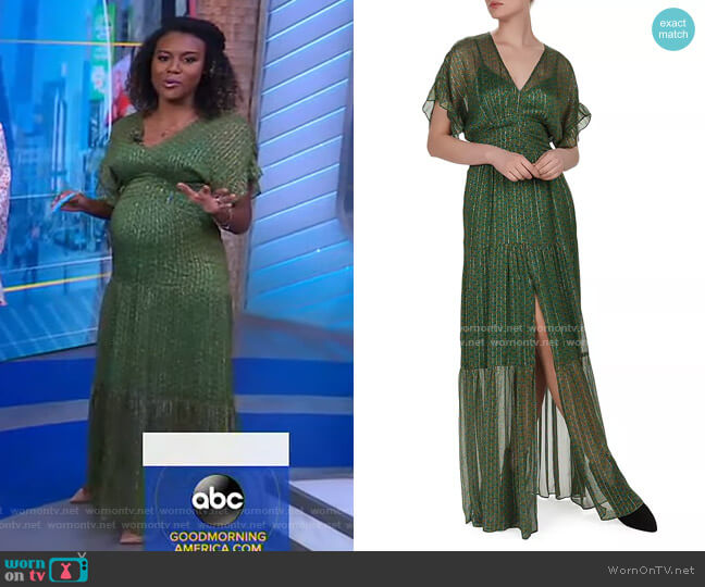 Wanda Metallic Herringbone Print Maxi Dress by Ba&Sh worn by Janai Norman on Good Morning America