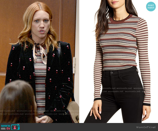 WornOnTV: Julia’s striped sweater and velvet heart blazer on Almost ...