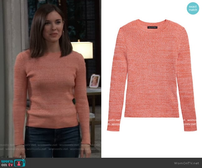 Banana Republic Stretch Cotton Crew-Neck Sweater worn by Willow Tait (Katelyn MacMullen) on General Hospital