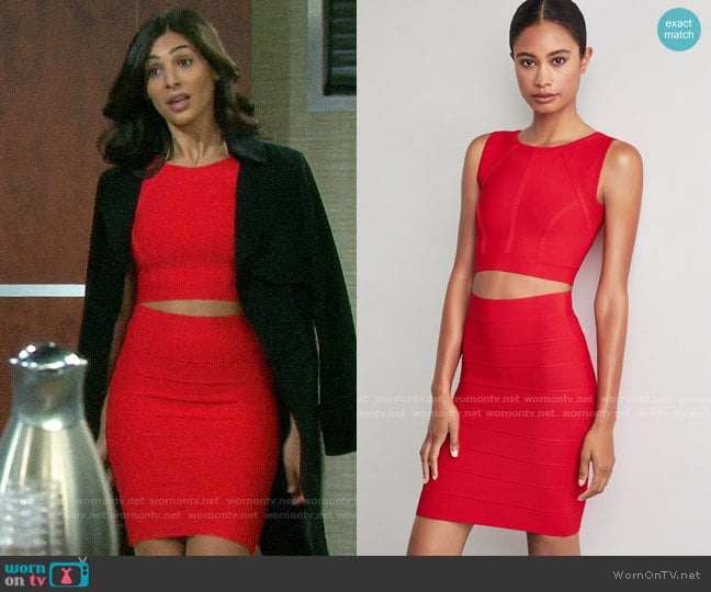 Bcbgmaxazria Fenella Top and Alexa Skirt worn by Gabi Hernandez (Camila Banus) on Days of our Lives