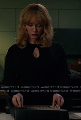 Beth’s black keyhole sweater on Good Girls