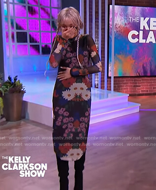 Grace Vanderwaal’s black floral mesh midi dress on The Kelly Clarkson Show