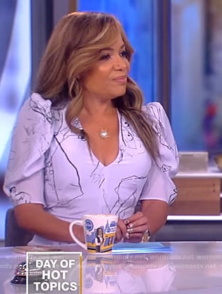 Sunny’s blue printed midi dress on The View