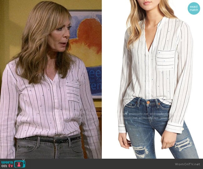 BP Dot Stripe Button Front Shirt worn by Bonnie Plunkett (Allison Janney) on Mom