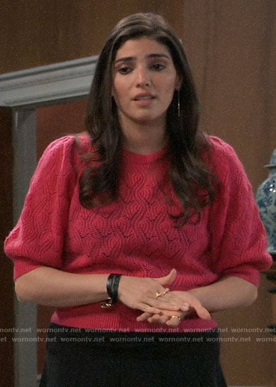 Brook Lynn’s pink pointelle sweater on General Hospital