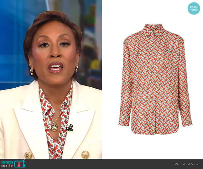 Monogram Print Shirt by Burberry worn by Robin Roberts on Good Morning America