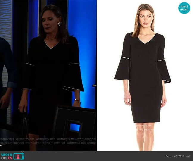 Calvin Klein Bell Sleeve Dress with Piping worn by Lucy Coe (Lynn Herring) on General Hospital