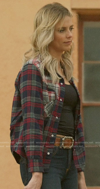 Cameron's mixed plaid button down shirt on Roswell New Mexico