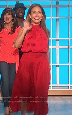 Carrie’s red halterneck midi dress on The Talk