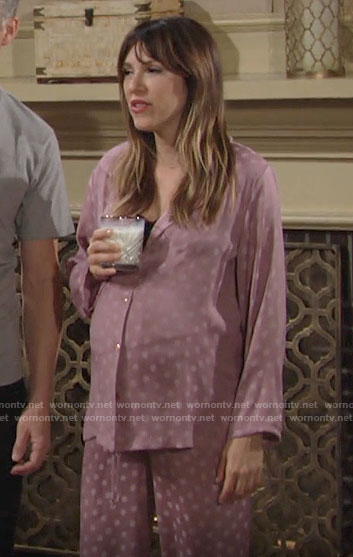 Chloe’s pink polka dot pajamas on The Young and the Restless