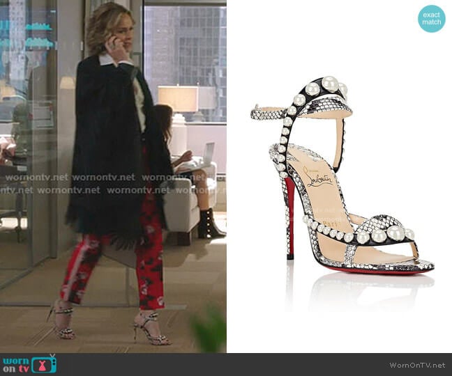 Galeria Ornament Genuine Snakeskin Sandal by Christian Louboutin worn by Jacqueline (Melora Hardin) on The Bold Type