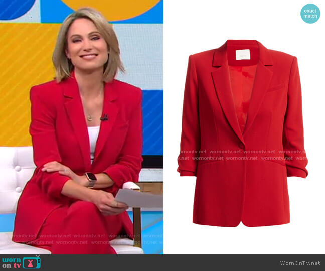 Khloe Crepe Ruched Blazer by Cinq a Sept worn by Amy Robach on Good Morning America