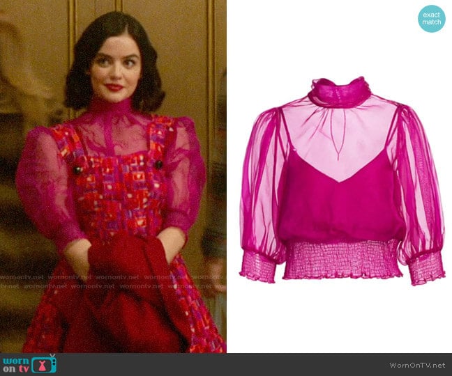 Cinq a Sept Cleo Organza Top worn by Katy Keene (Lucy Hale) on Katy Keene