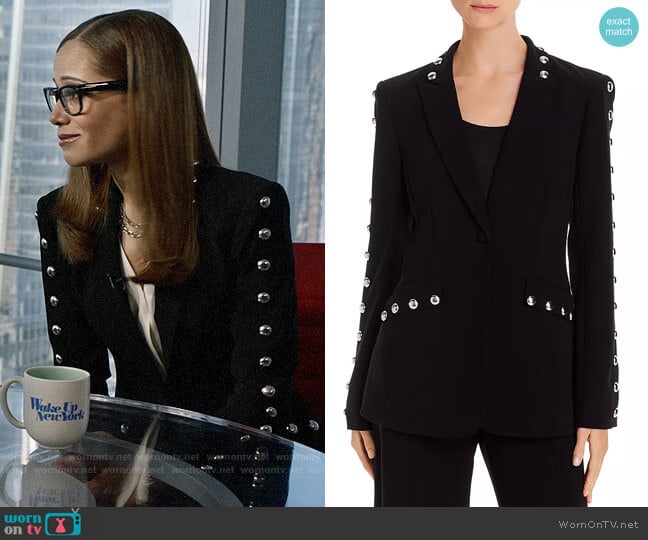 Cinq a Sept Dive Studded Single-Button Blazer worn by Amanda Doherty (Victoria Cartagena) on Almost Family