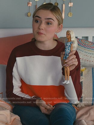 Taylor's colorblocked cropped sweater on American Housewife