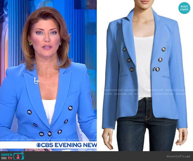 Colson Peak-Lapel Blazer by Veronica Beard worn by Norah O'Donnell on CBS Evening News