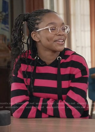 Diane's black and pink striped hoodie on Black-ish