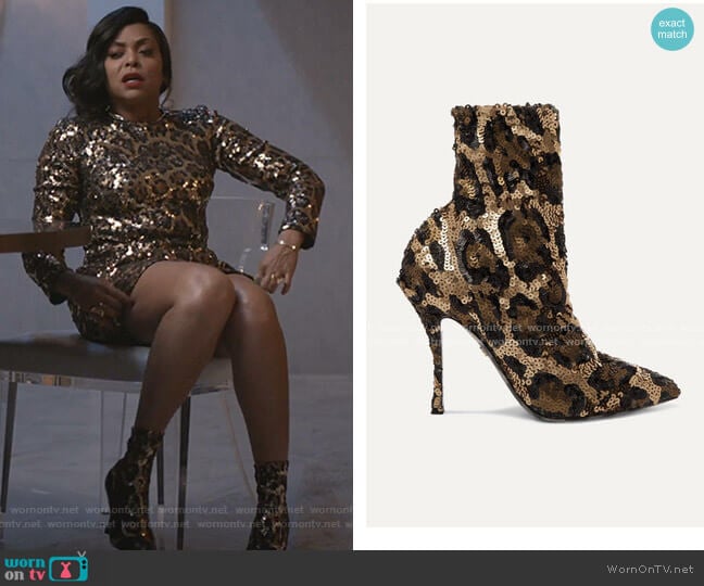 Sequined Stretch-Knit Sock Boots by Dolce & Gabbana worn by Cookie Lyon (Taraji P. Henson) on Empire