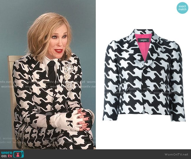 Digital Houndstooth Jacket by Dsquared2 worn by Moira Rose (Catherine O'Hara) on Schitts Creek