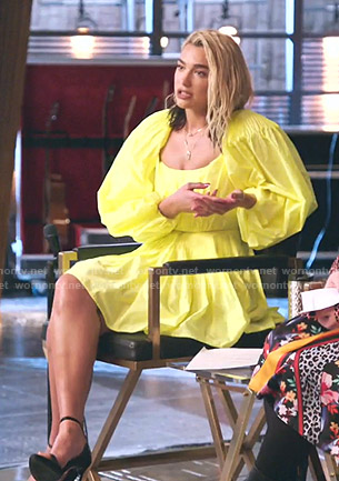 Dua Lipa’s yellow puff sleeve mini dress on The Voice