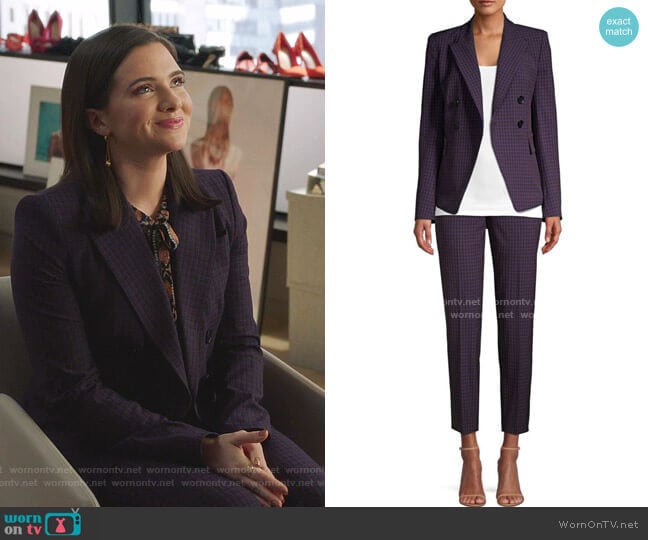 Jezebel Double Breasted Check Jacket and Marcia Pants by Elie Tahari worn by Jane Sloan (Katie Stevens) on The Bold Type