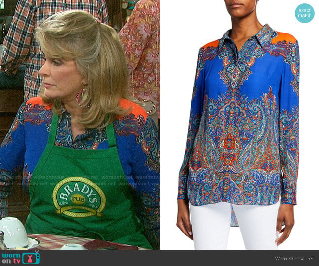 Elie Tahari Martha Blouse worn by Hattie Adams (Deidre Hall) on Days of our Lives