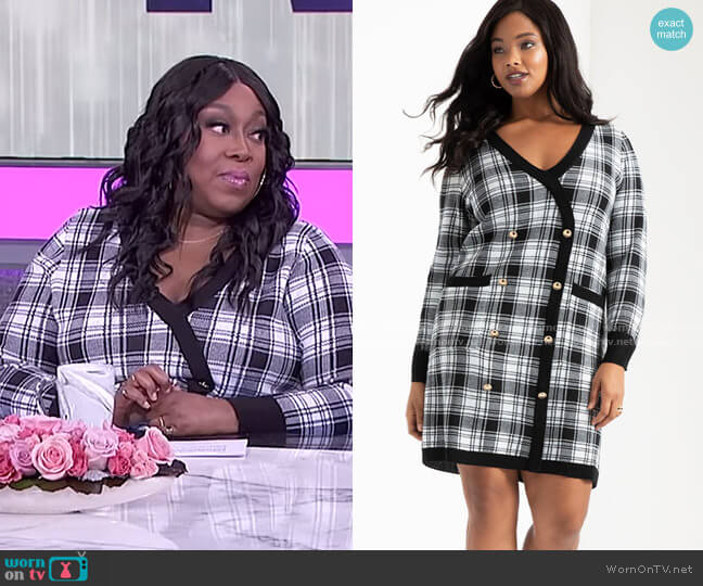 Checkered Sweater Dress by Eloquii worn by Loni Love on The Real