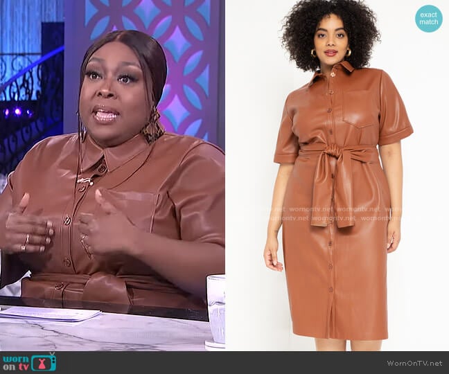 WornOnTV: Loni’s brown leather shirtdress on The Real | Loni Love ...