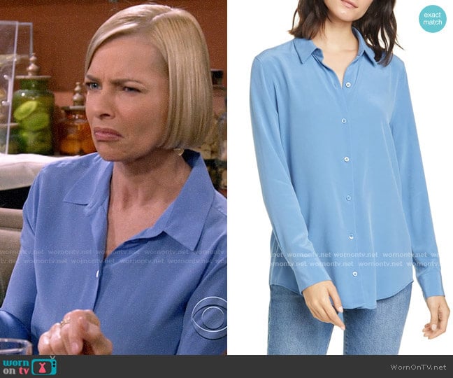 WornOnTV: Jill’s blue button down blouse on Mom | Jaime Pressly ...