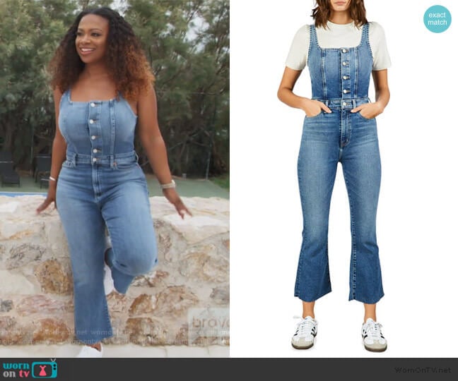 Ivy Denim Overalls by Etica worn by Kandi Burruss on The Real Housewives of Atlanta