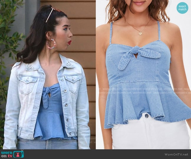 Chambray Tie Bust Cami by Forever 21 worn by Cheyenne (Nichole Bloom) on Superstore