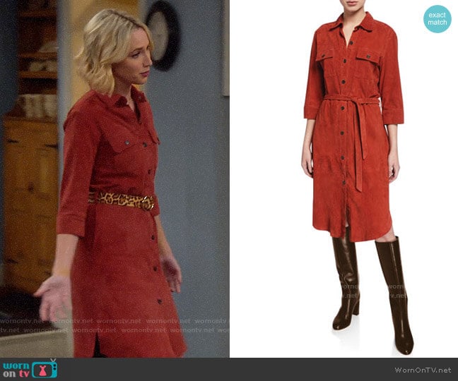 Frame Belted Suede Military Shirt Dress worn by Mandy Baxter (Molly McCook) on Last Man Standing