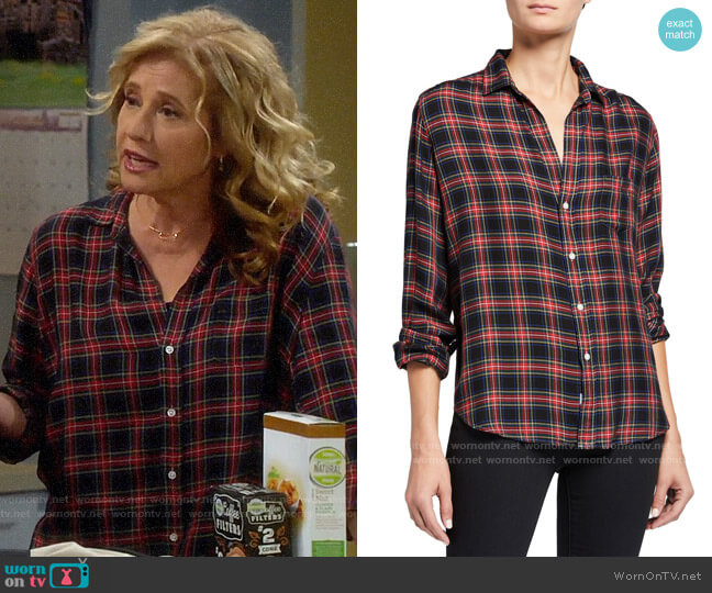 Frank & Eileen Eileen Button-Down Plaid Modal Shirt worn by Vanessa Baxter (Nancy Travis) on Last Man Standing