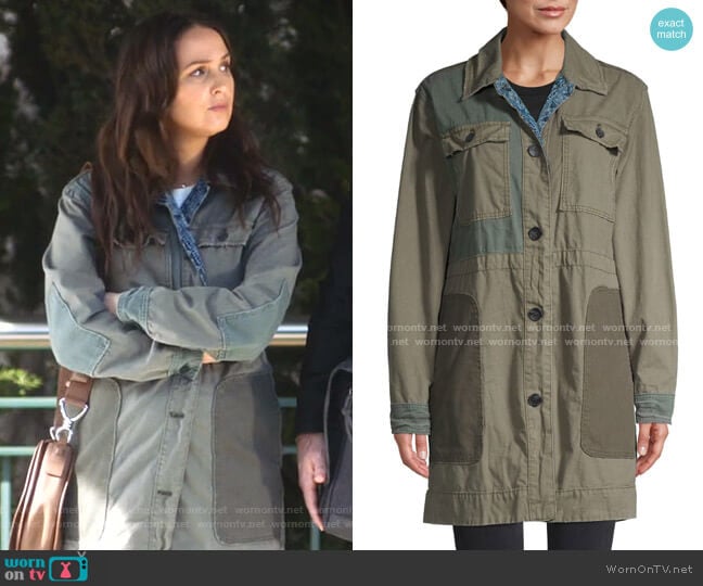 Patchwork Cotton Army Jacket by Free People worn by Jo Wilson (Camilla Luddington) on Greys Anatomy