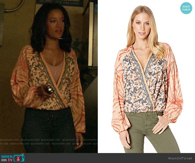 Free People Cruisin Together Printed Top in Neutral Combo worn by Maria DeLuca (Heather Hemmens) on Roswell New Mexico