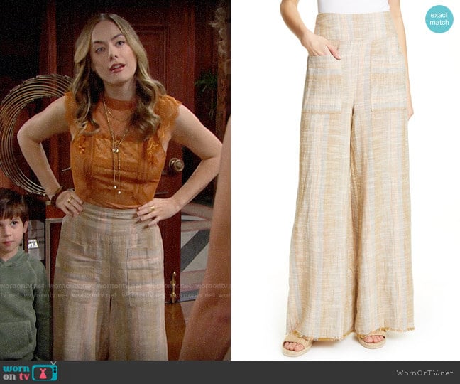 Free People Moonlight Pull-On Pants worn by Hope Logan (Annika Noelle) on The Bold and the Beautiful