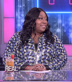 Loni’s geometric sequin bomber jacket on The Real