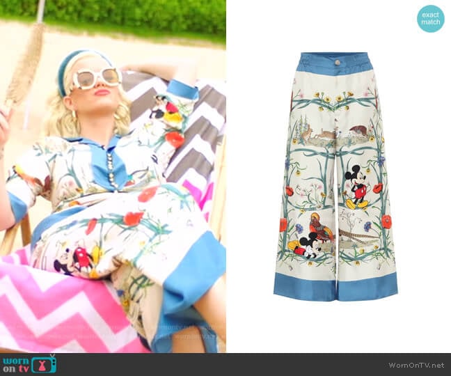 Printed Silk Palazzo Pants by Gucci x Disney worn by Katy Perry on American Idol