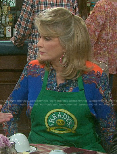 Hattie's blue paisley print blouse on Days of our Lives