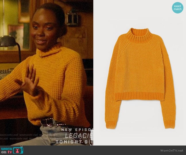 H&M Rib-knit Sweater in Mustard Yellow worn by Josie McCoy (Ashleigh Murray) on Katy Keene