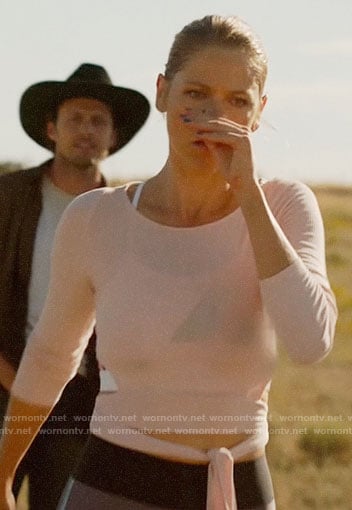 Isobel's pink wrap top on Roswell New Mexico