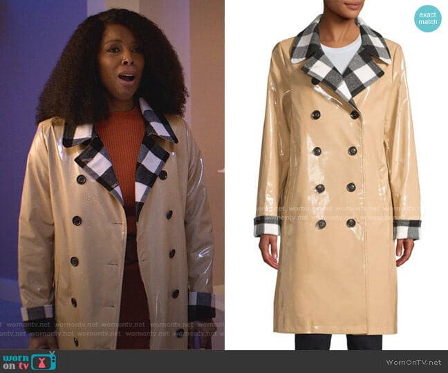 Buffalo Check High-Shine Rain Slicker by Jane Post worn by Tasha Smith on Empire