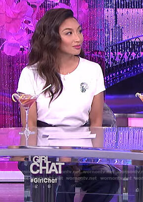 Jeannie’s white embroidered top on The Real