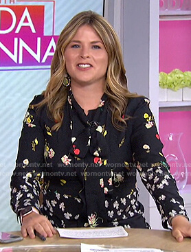 Jenna’s black floral tie neck blouse on Today