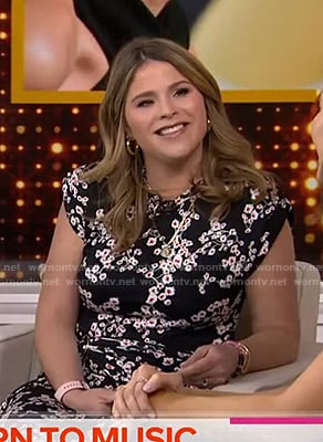 Jenna’s black floral dress with o-ring belt on Today