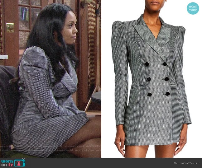 JILL Jill Stuart Blake Tuxedo Dress worn by Amanda Sinclair (Mishael Morgan) on The Young and the Restless